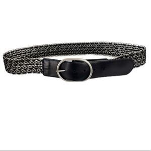 Levi’s men's belt size M black leather silver metal woven links